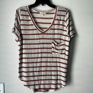 Paper and Tee White and Orange Striped Tee